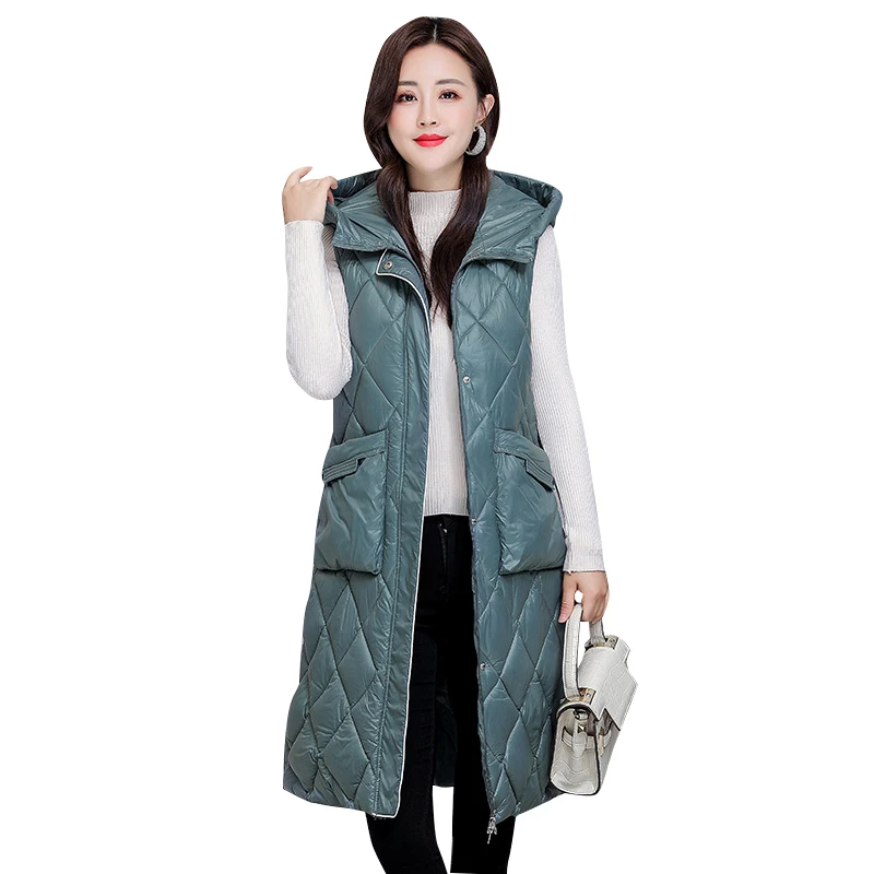 

21 Winter Thicken Sleeveless Coat Women Korean Loose Hooded Waistcoat Ladies Cotton Padded Jacket Warm Long Coats Female LD2350