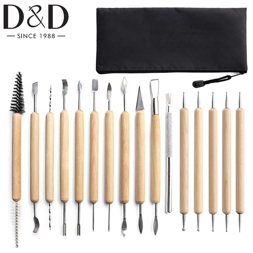 16pcs Wooden Polymer Shapers Modeling Carved culpture DIY Clay Tools Sculpting Kit Sculpt Smoothing Wax Carving Sculpture