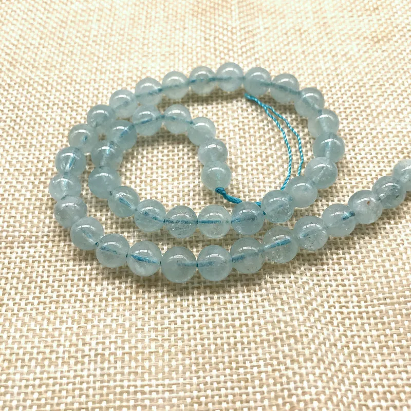 Nature Aquamarines Round Bead 39-40 CM Not Glass Not Dyed Stone 100% Really Blue Ocean Color Crystal Good Quality 6 mm 8 mm 10mm