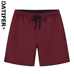 Datifer Summer 2024 Mens Shorts Solid Color Gym Mesh Liner With Zipper Pockets Beach Quick Dry Bermudas Masculina Swimsuits