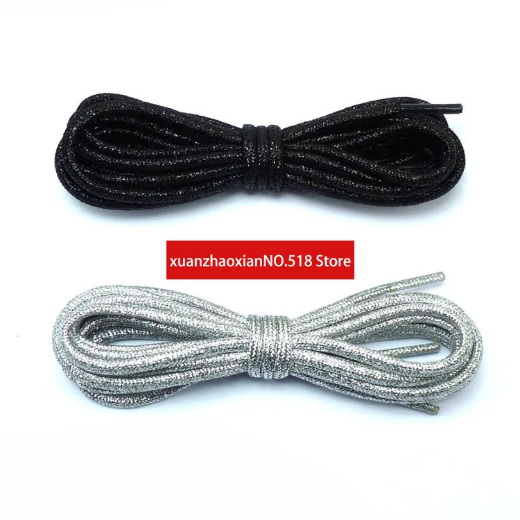 

Buy two pairs and get one gold, silver and black, guaranteed not to fade, round thick 0.3cm casual shoelace, sports shoelace