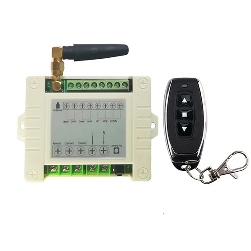 220V 10A 2CH Motor Remote Control Switch Motor Forwards Reverse Up Down Stop Door Window Curtain Wireless TX RX Limited Switch