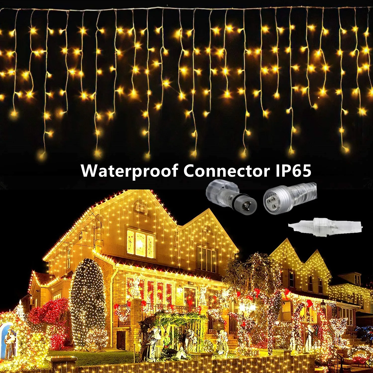 

New Year Garland Outdoor Christmas Decorations For House 2025 Festoon Led Icicle Curtain Lights Plug-Operated Droop 0.5/0.6/0.7