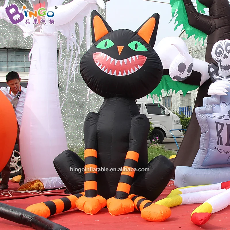 Halloween Decoration 2m tall vivid Inflatable black cat model Halloween party use / inflatable cartoon black cat toy