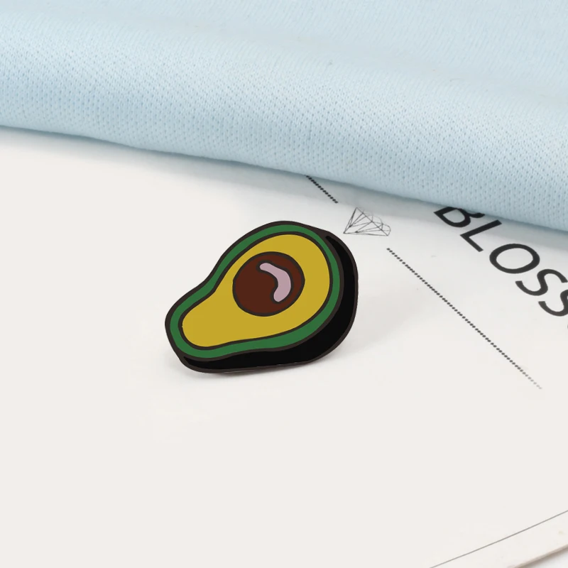 Avocado Pear Carrot Brooch Burger French fries Enamel Pin Food Fruit Cartoon Funny Button Badge Women Men Bag Clothes Lapel Pin