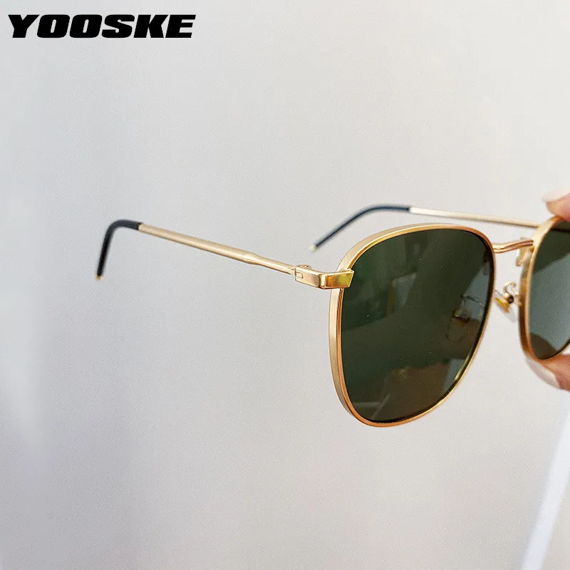 YOOSKE Fashion 90s Sunglasses Vintage Brand Deisgner Square Metal Sun glasses Women Men Retro Black Glasses Shades UV400