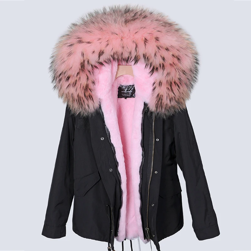 

2024 New Arrival 100% Large Raccoon Fur Collar Women Winter Coat Jacket Luxury Faux Fur Lining Outwear Brand Style Parkas