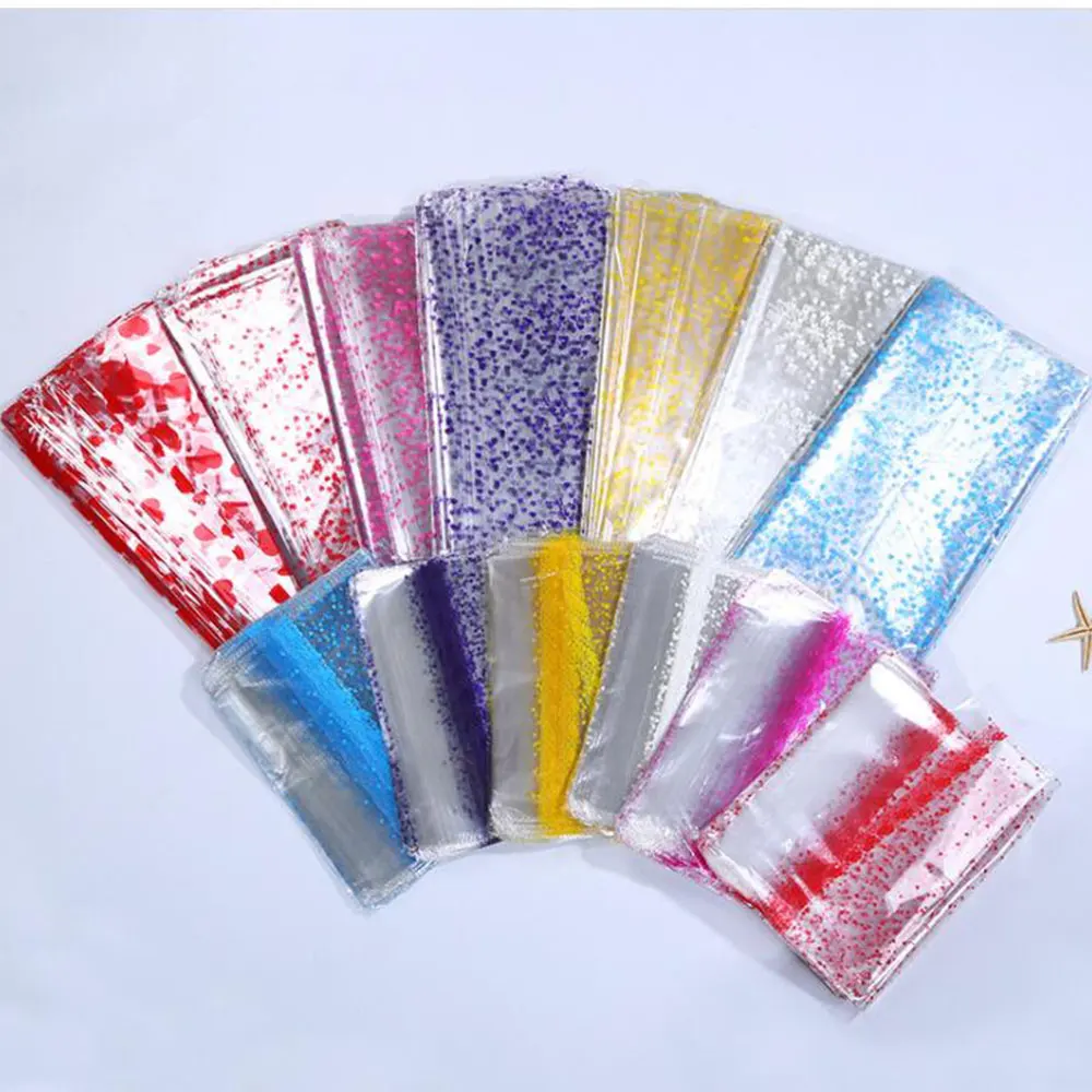 50pcs 18x25cm/20x30cm Transparent Opp Plastic Bag For Dolls Toy Packaging Small Heart Gift Bag Party Candy Fruit Basket Bag