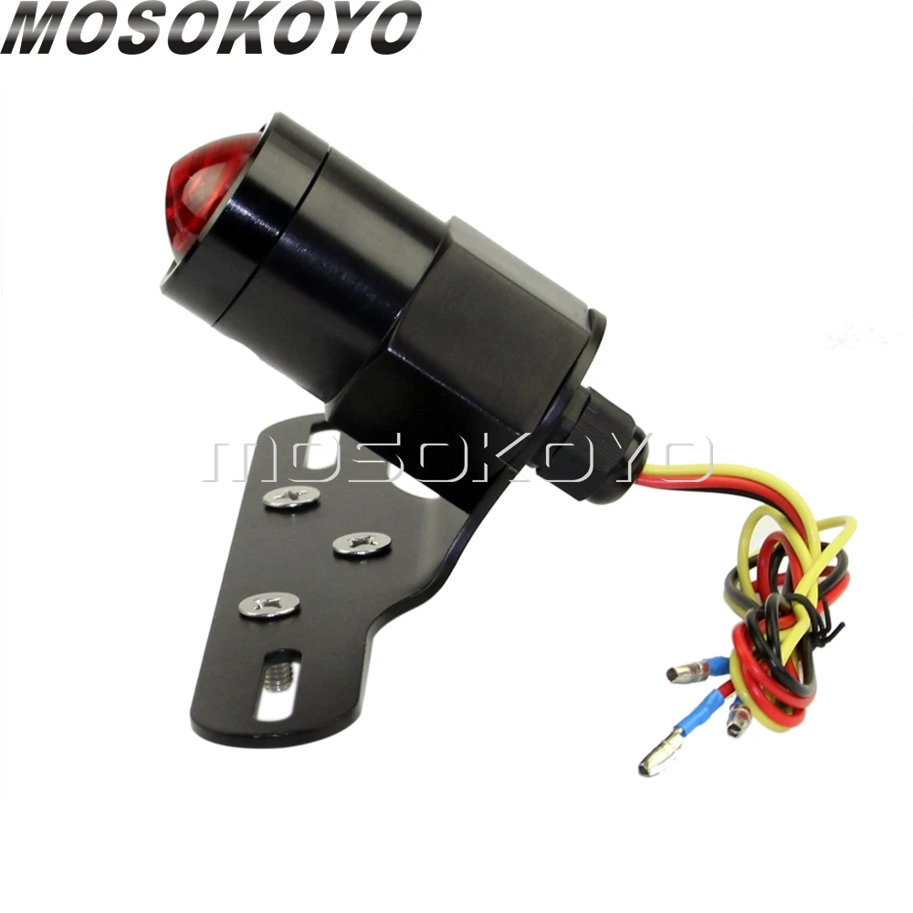 Lucas Style Motorcycle Brake Tail Lights w/ License Plate Bracket For Harley Sportster Cafe Racer CNC Custom Rear Stop Tail Lamp