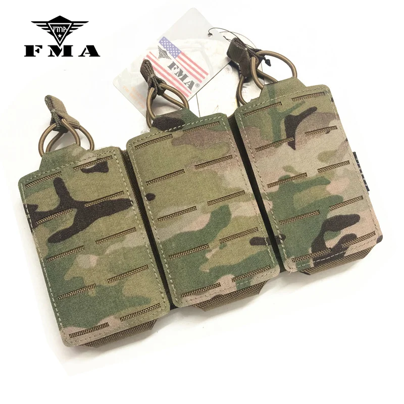 

FMA Multicam Laser-cut Triple Magazine Pouch Triple Mag Carrier MOLLE Pouch for 5.56mm / 762mm Tactical Mag Pouch