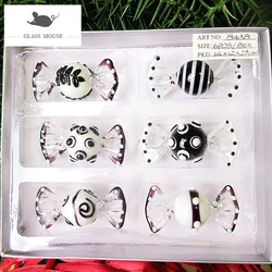 Vintage handmade Murano Glass Sweets Figurines Crafts Black and white Mixed candy Christmas Decoration DIY Ornament Kids Gift