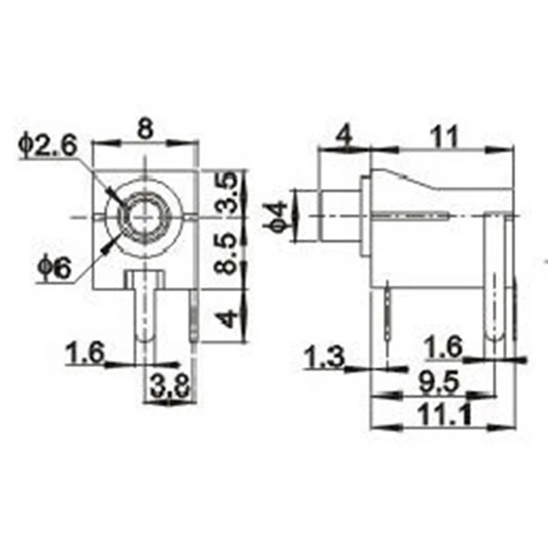 10pcs PJ-202/302 DC presa di corrente connettore l'alimentazione elettrica femmina di alimentazione collegare Jack 3pin PJ-202M PJ-302M