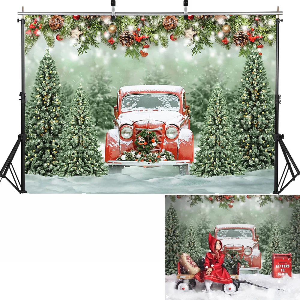 Retro Rustic kayu dooe Christams latar belakang foto Studio hijau karangan bunga salju musim dingin anak dewasa latar belakang fotografi ulang tahun