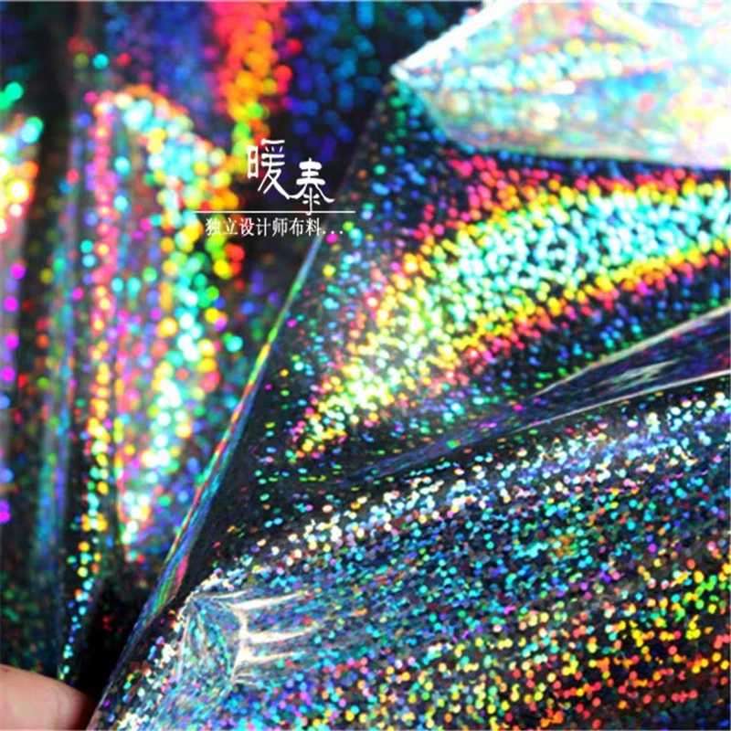 0.4mm TPU Fabric Shiny Rainbow Dots PVC Waterproof DIY Reflective Raincoat Bag Decor Plastic Coat Clothes Designer Fabric