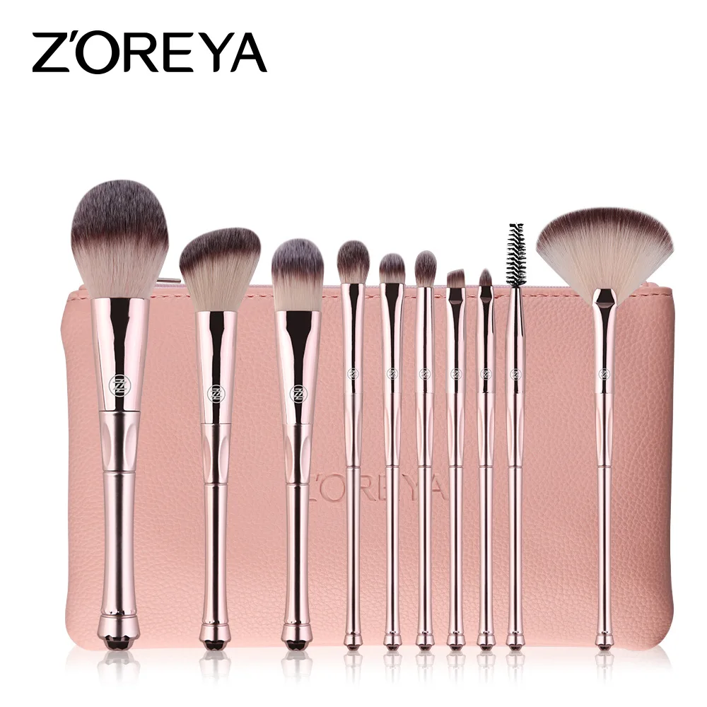 

Hot Selling Zoreya 10 Makeup Brush Set Artificial Fiber Portable Beginners Brush Suit Cosmetic Gift for Women ZS108