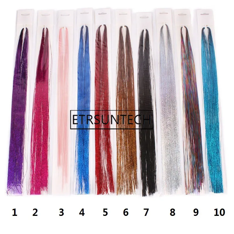 

200pcs 16 Colors Hair Tinsel Sparkle Glitter Extensions Highlights False Hair Strands Party Accessories