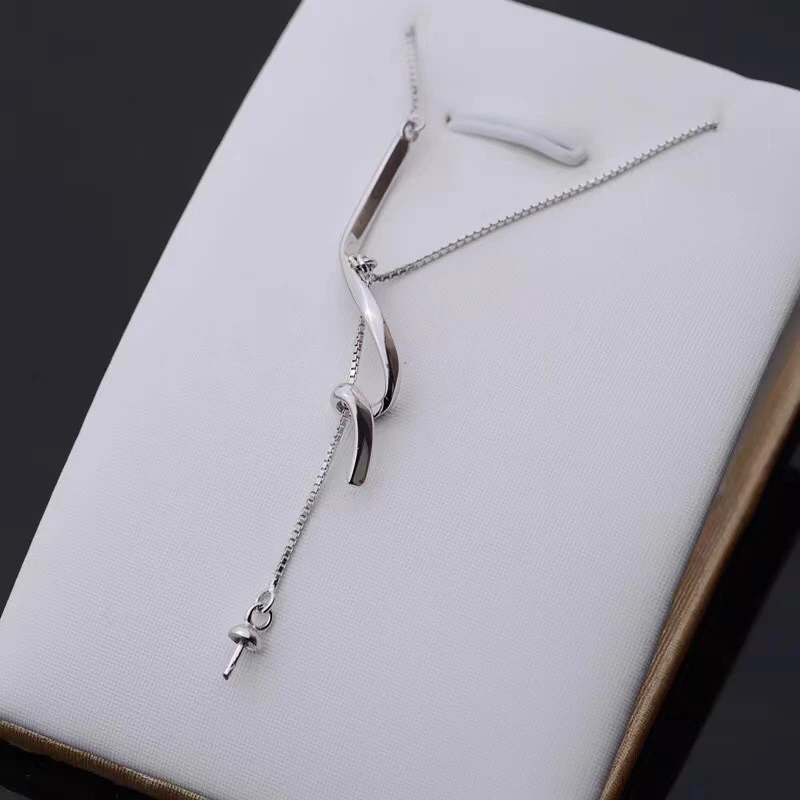 

Charm 925 Silver Necklace Chain with Pendant Mountings Findings Jewelry Parts Fittings Accessories for Pearls 3pcs/lot