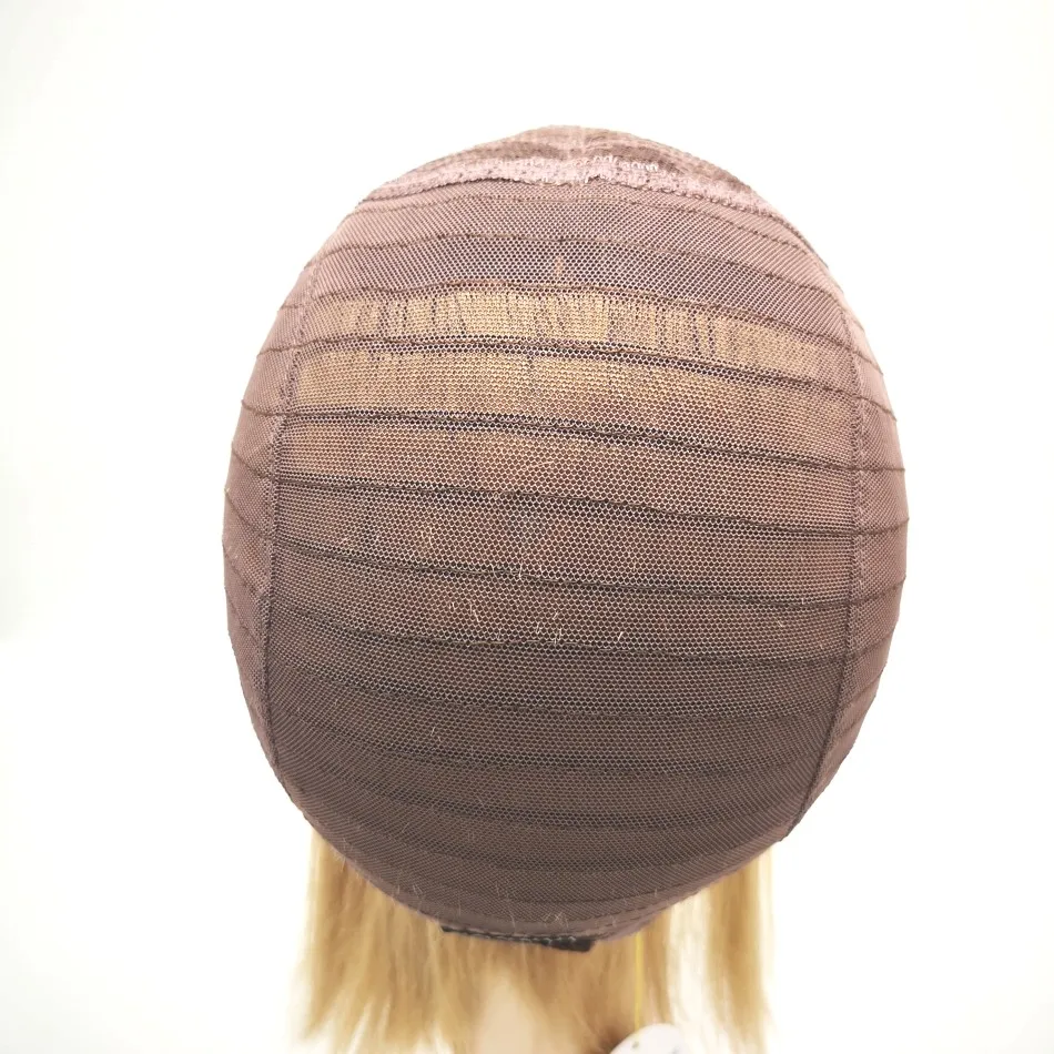 Peluca de cabello humano Rubio degradado con flequillo, pelo rubio fresa, diadema, raíz negra Natural 1B/27, dos tonos para mujeres bonitas