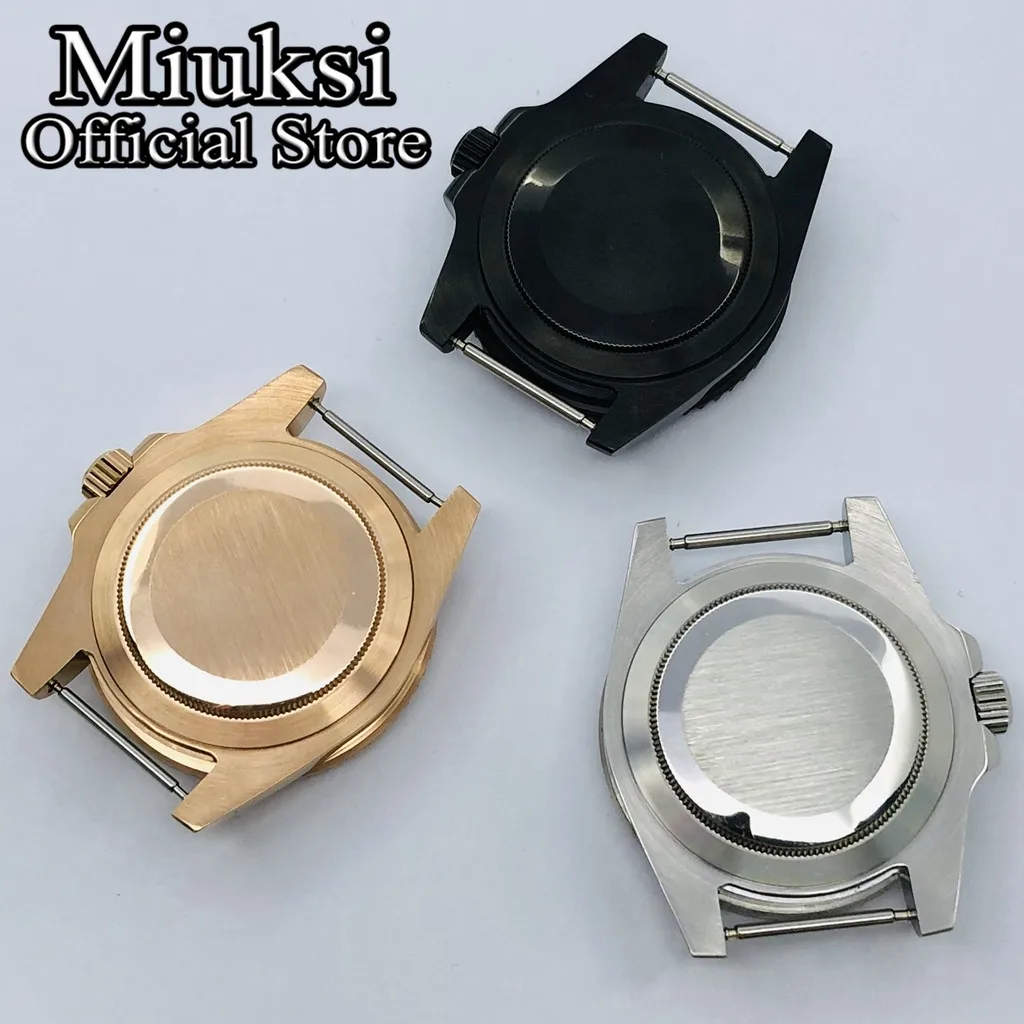 Miuksi 40mm silver rose gold black new watch case ceramic bezel sapphire glass chapter ring fit NH35 NH36 ETA2824 movement