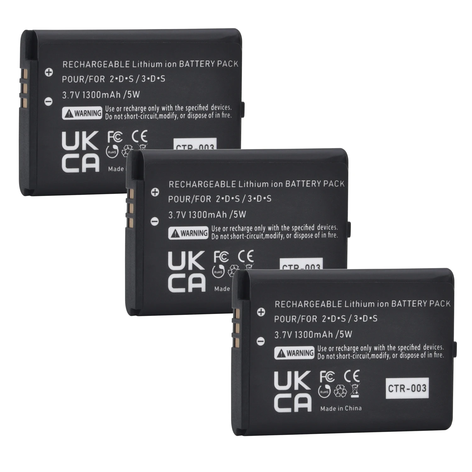 

3x 1300mAh Rechargeable Battery for Nintendo 2DS CTR-003 CTR 003 Battery