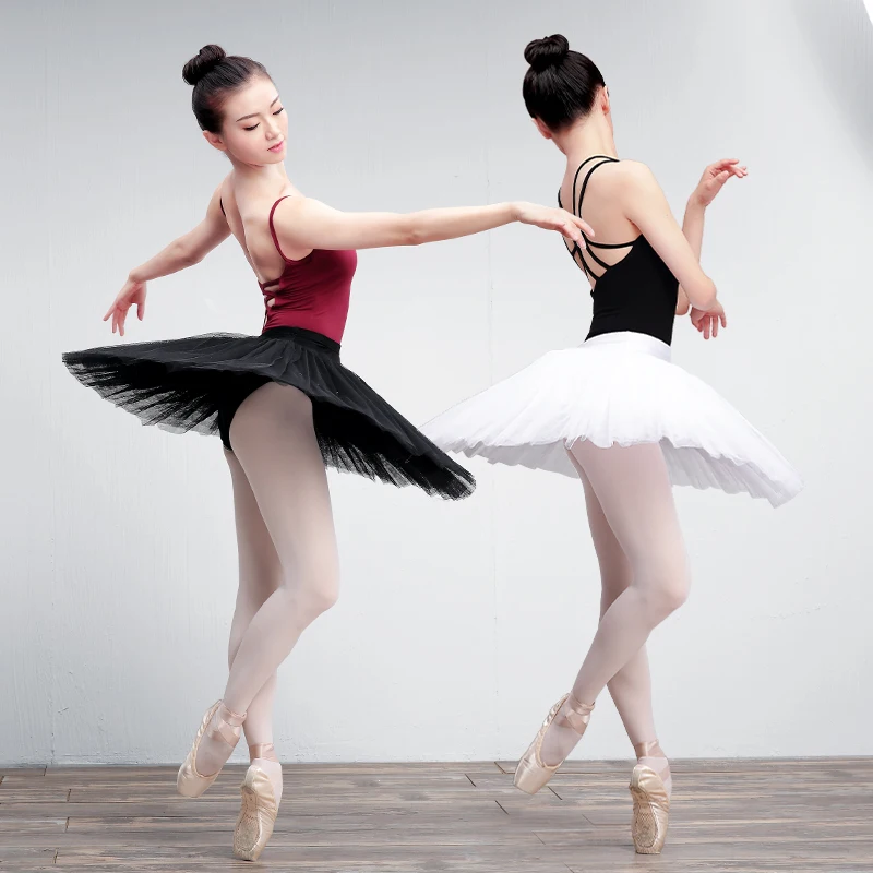 Women Ballet Tutu Skrits Adult White Black Professional Swan Lake 7 Layers Ballet Tutu Skirt for Ballerina