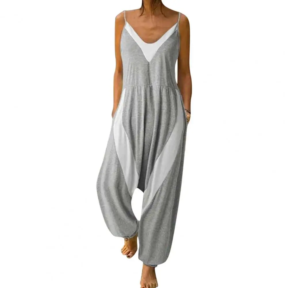 

Summer Jumpsuit Sleeveless Comfortable Cotton Blended Women Summer V-neck Knitted Rompers for Vacation