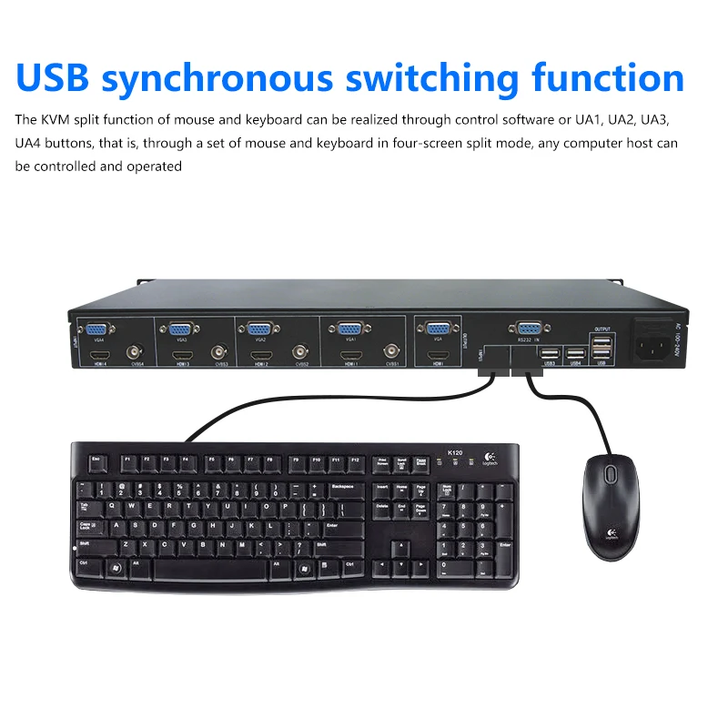 Kvm Hd Switch 4X1 Quad Multi Viewer 4 In 1 Uit Hd Bnc Vga Tv Processor Scherm Multi Viewer Voor 4 Pc Delen Muis Toetsenbord