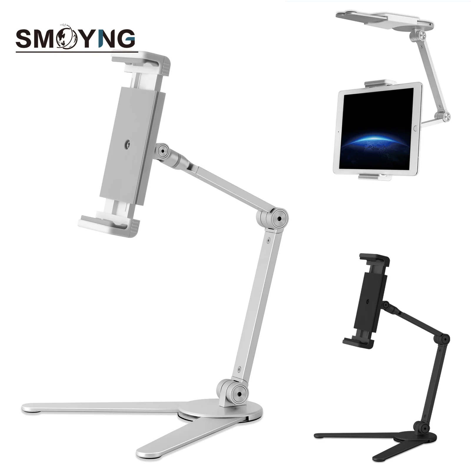 SMOYNG Aluminum Alloy Phone Tablet Stand Holder Kitchen Wall Desktop Mount Flodable Support For iPhone iPad Pro Xiaomi Bracket