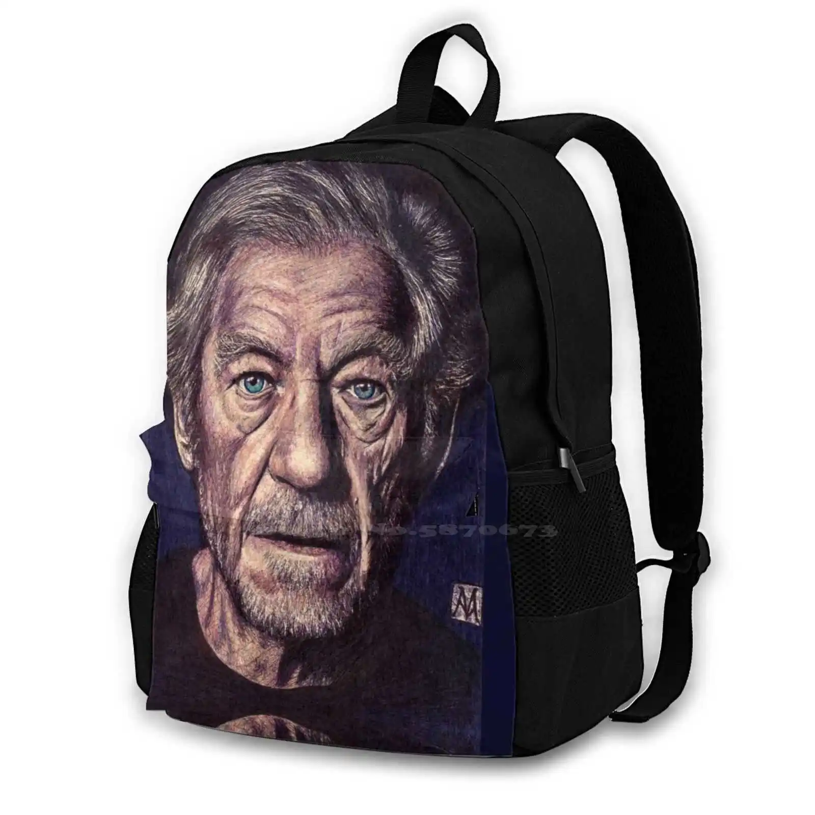 

Sir Ian Mckellen Teen College Student Backpack Pattern Design Bags Ian Mckellen Gandalf Marneto Portrait Ballpoint Pen Biro Pen