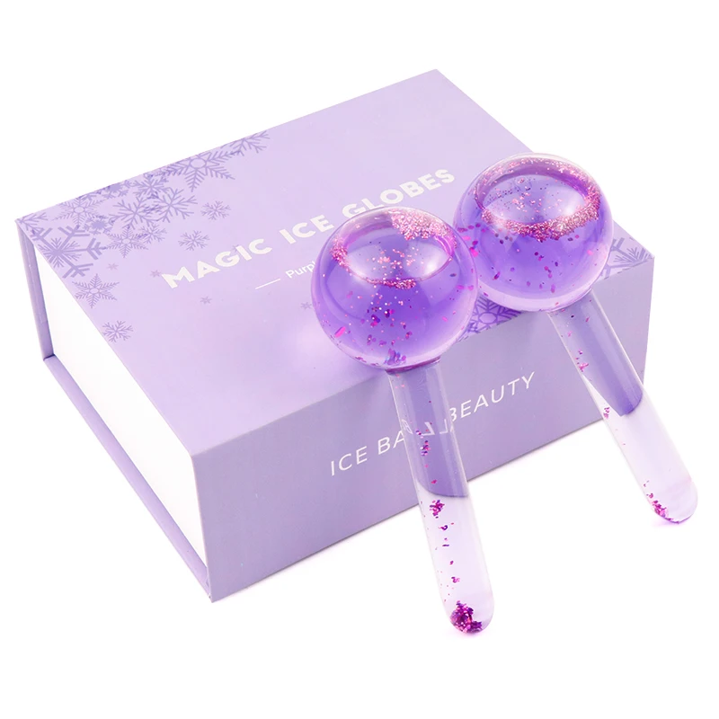 2pcs Large Beauty Ice Hockey Energy Beauty Crystal Ball Facial Cooling Ice Globes Water Wave Face and Eye Massage Skin Care