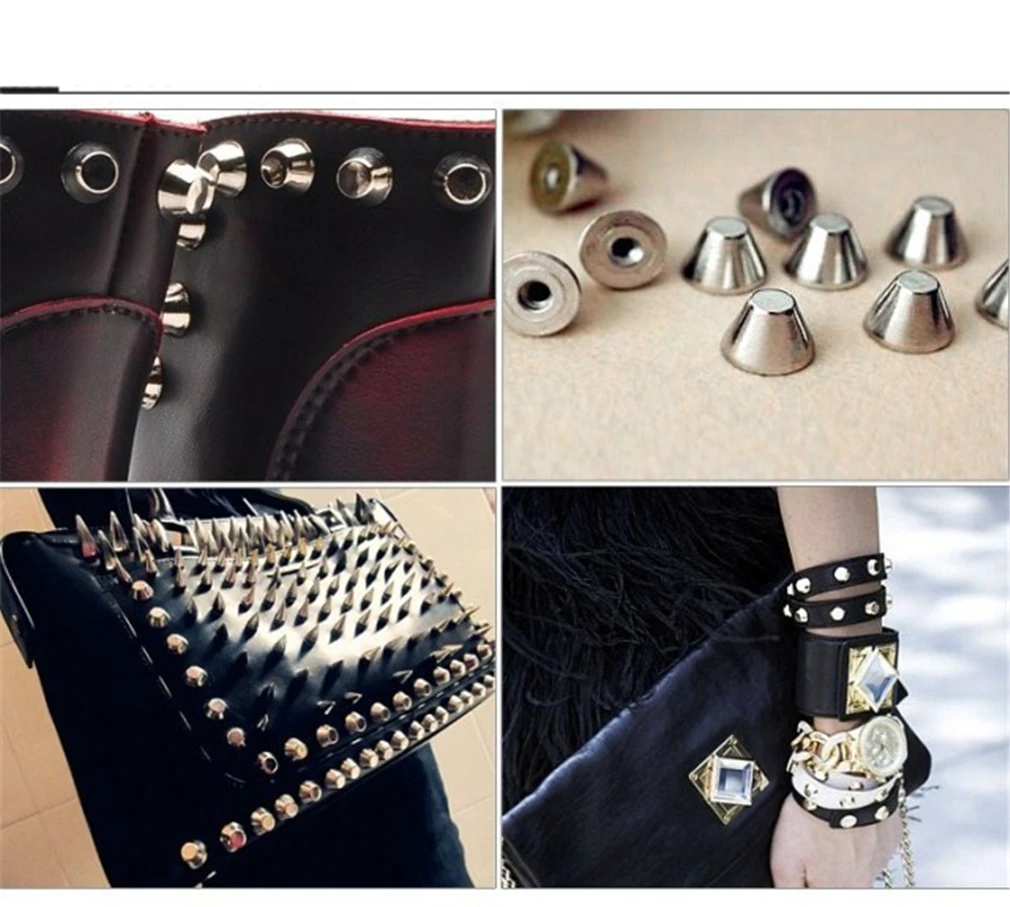 20pcs/Lot 10*8mm Silver Screws Back Spikes Punk Rock Style DIY Alloy Leather Studs for Shoes and Belts Garment Rivets