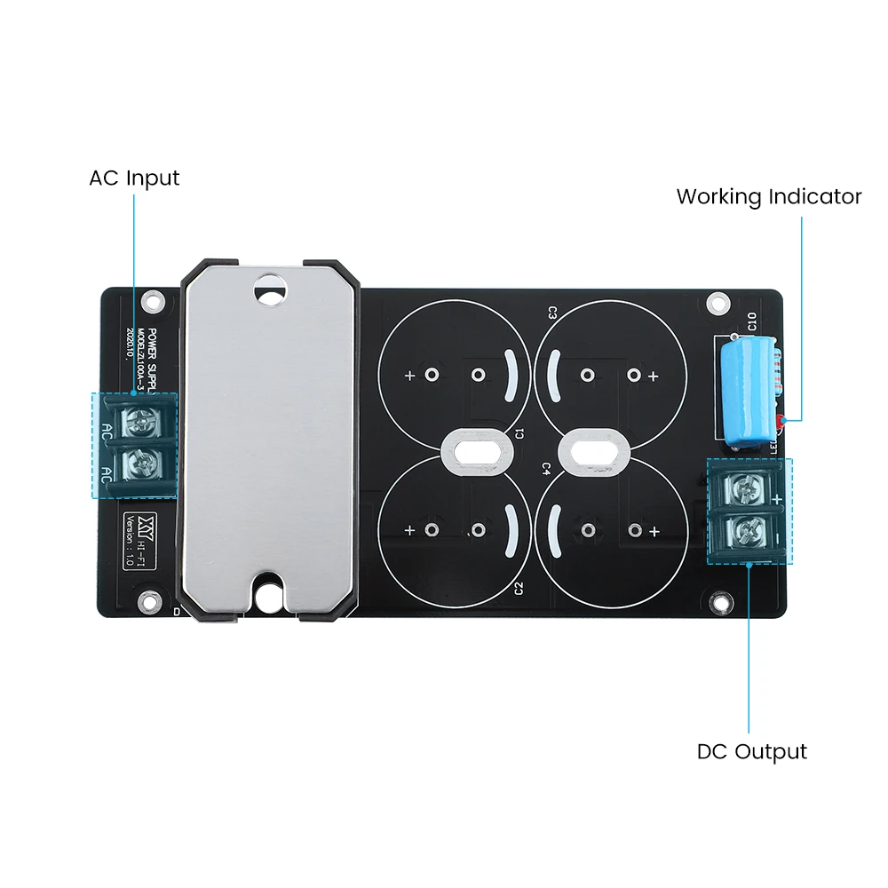 AIYIMA 100A Capacitance Amplifier Rectifier Filter Board Signal Power Supply Rectifier Filter 50V 63V 80V 100V For Audio AMP