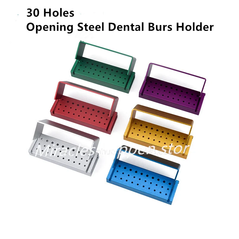 30holes Dental Burs Holder Block Steel Opening Dentista Burs Box Autoclavable Disinfection Sterilizer Dentisry Tool