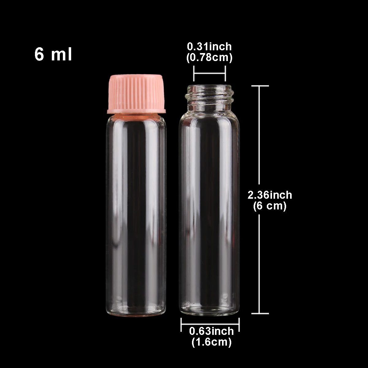 wholesale 100 pieces 6ml 16*60mm Empty Glass Bottles with Pink Plastic Lids Mini Glass Bottles Tiny Jars Vials