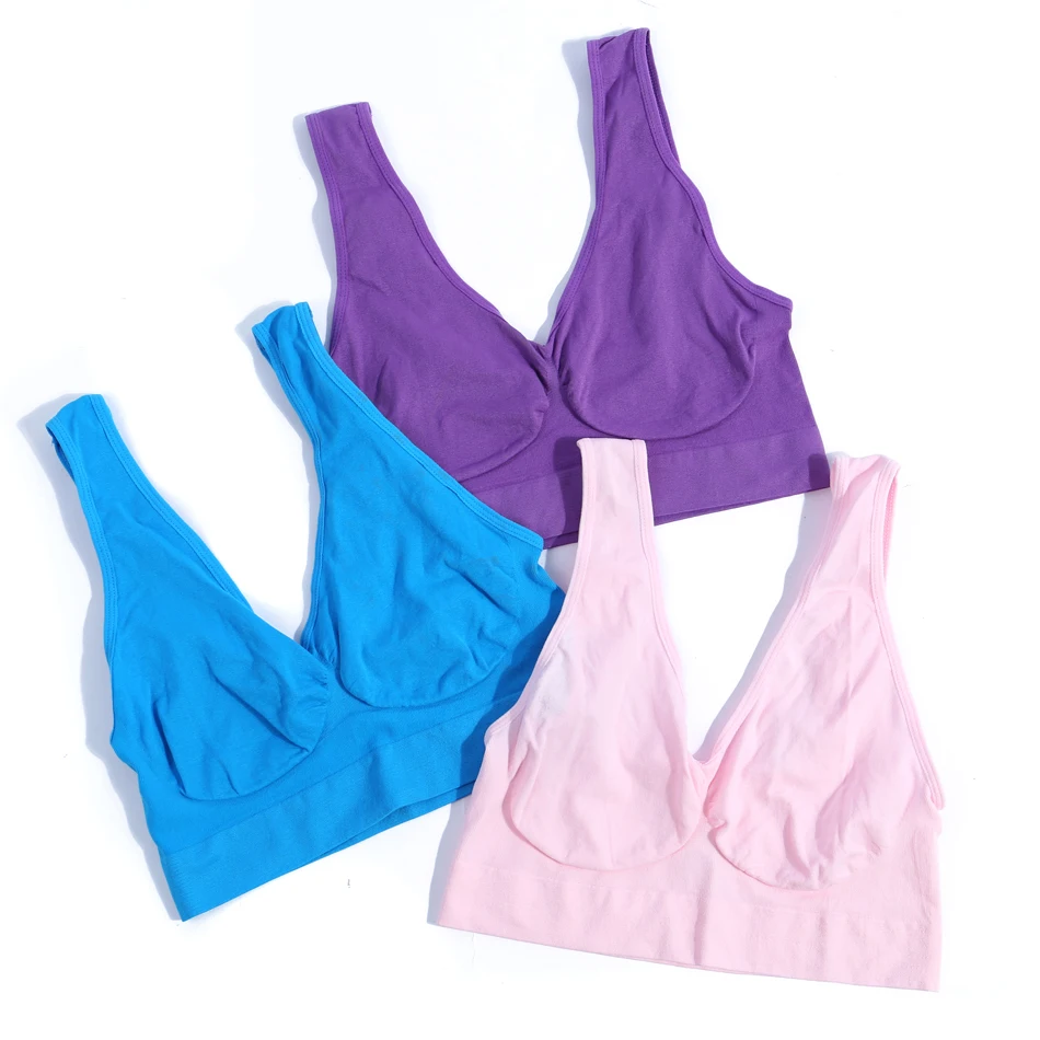 New 3 Colors 3Pcs/set Sports Vest Bra For Women Seamless Yoga Gym Fitness Single Layer Sexy Breathable Small Vest Bra S-3XL Size