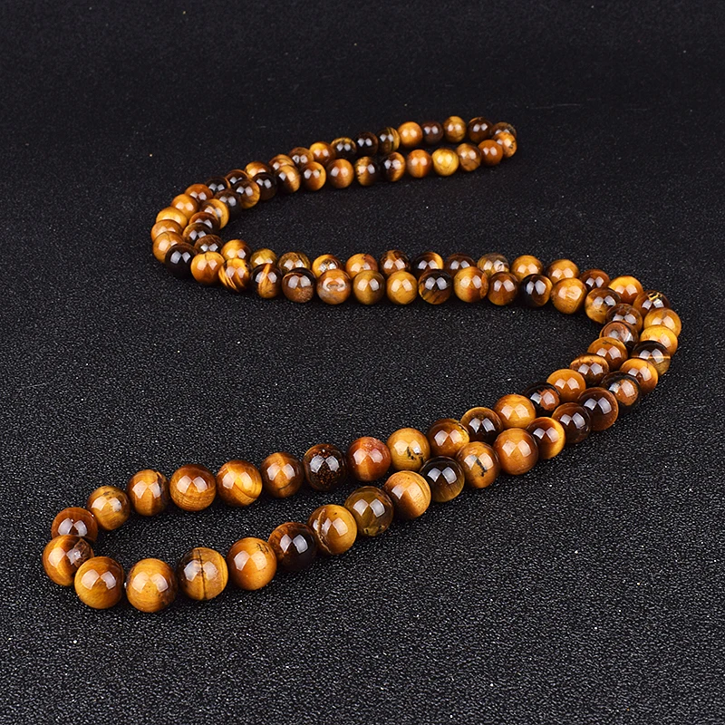 Fashion Tiger Eye Stone Beaded Necklaces Men Meditation Yoga Natural Stone Necklaces for Women New Design Handmade Jewelry Gift