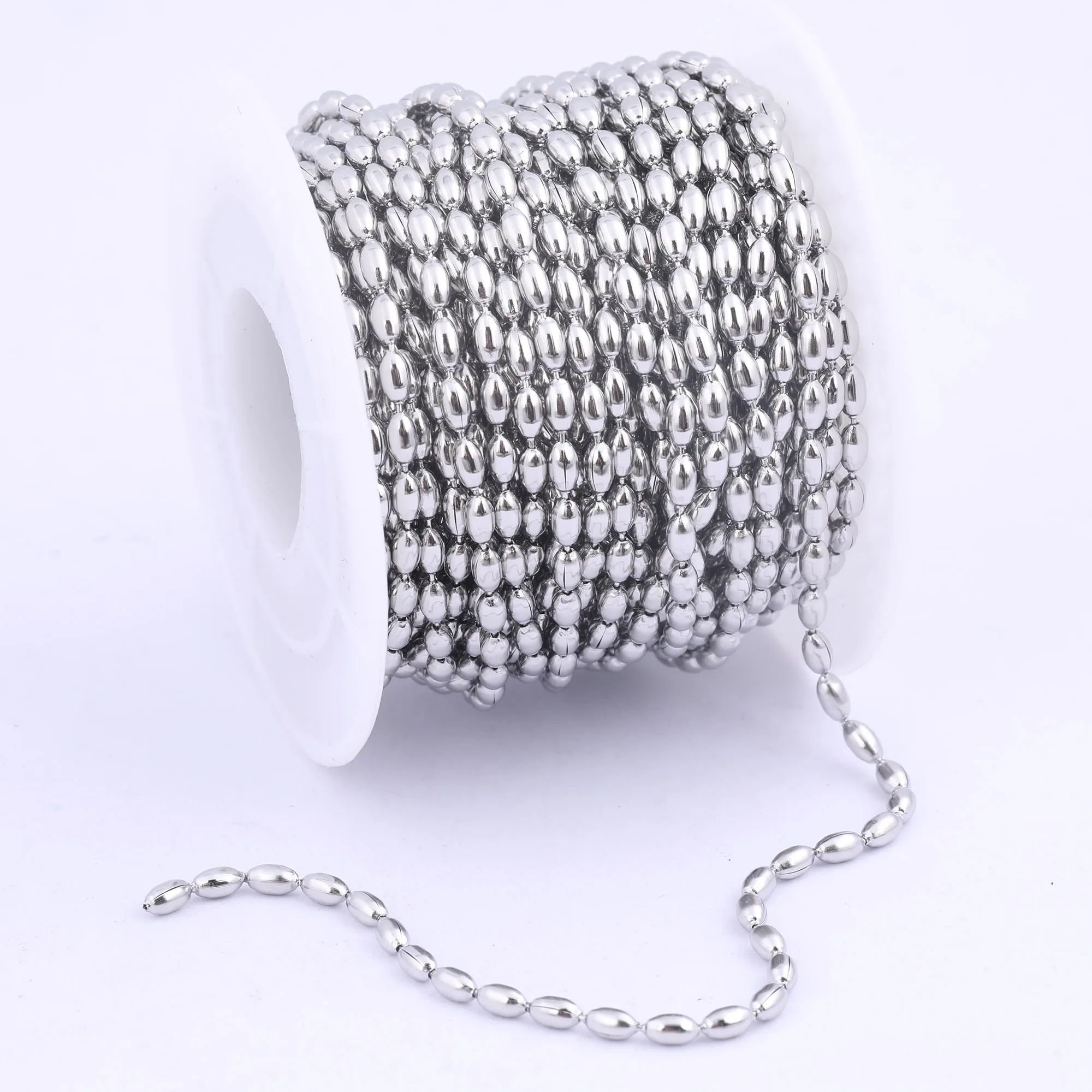 10meters/Roll Stainless Steel 2.4mm Oval Corn Ball Chain For Necklace Jewelry Making Diy keychain charm Accessories