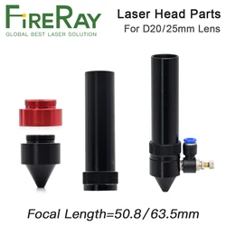 Fireray Co2 Lens Tube Outer for Lens Dia.20 25mm FL 50.8 63.5mm Engraving Nozzle for Laser Head at CO2 Laser Cutting Machine