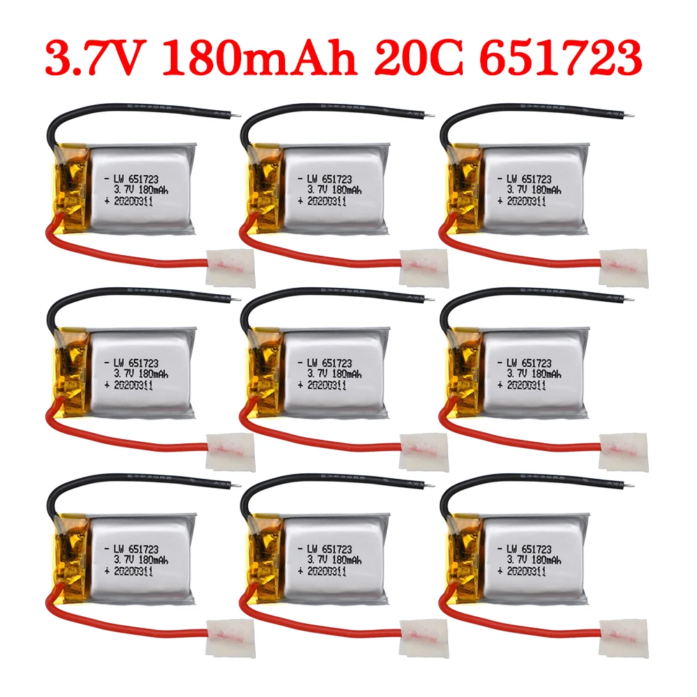 

5/10pcs/lot 3.7V 180mah lipo battery 651723 for Syma S107 S107G S107-19 Skytech M3 Replacement Parts for RC Helicopters Shipp