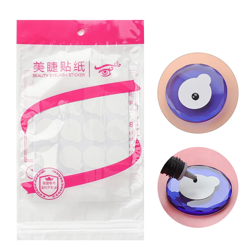 60/100 Pcs Disposable Grafted Lashes Glue Holder Pallet Sticker Eyelash Extension Glue Pad Under Eyelash Jade Stone Makeup Tools