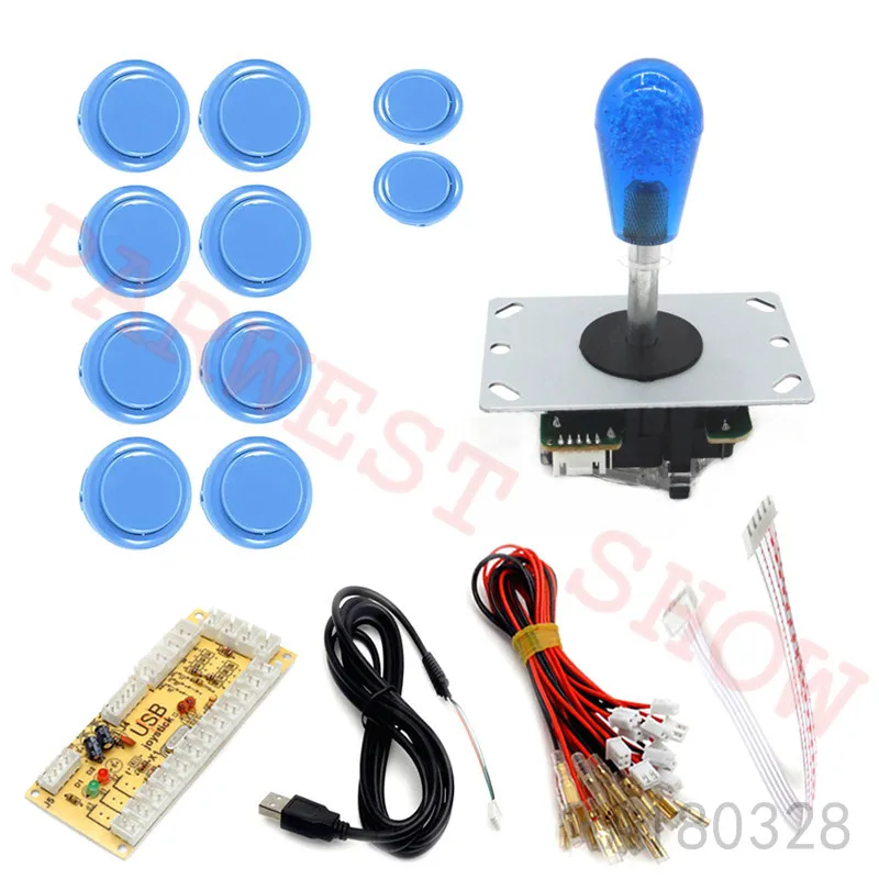 

DIY Arcade joystick kits for 1PC USB Encoder Board + 10PCS Blue Arcade Push Button+1PC Crystal Oval Ball Joystick +Wire Harness