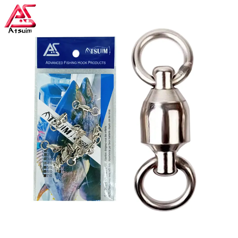 Atsuim10pcs Swivels 8-shaped Ring Connector Heavy Duty Ball Bearing Barrel Fishing Rolling Swivel Stainless Steel Connector