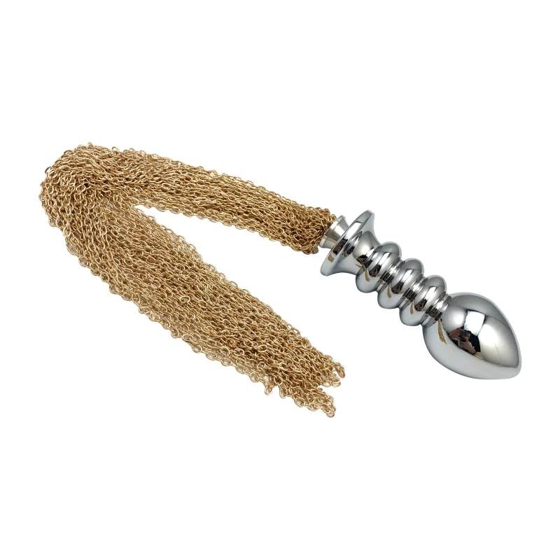 5 size long tail whip Chain spanking flirting metal anal ball beads butt plug BDSM insert unisex sex toy for men women couple