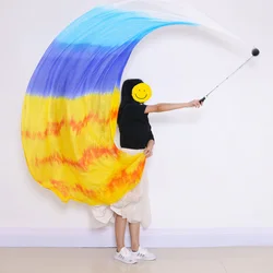 Belly Dance Silk Veil 250x114 cm Poi Chain Thrown Ball Women Streamer Stage Performance Props Rainbow Color Gradient Accessory