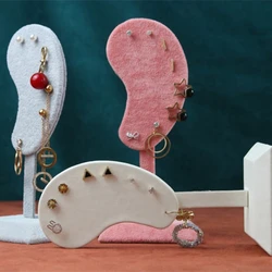 Fashion Ear Shape Earring Display Stand Jewelry Hanging Storage Tassel Stud Rack Necklace Bracelet Organizer Microfiber Holder