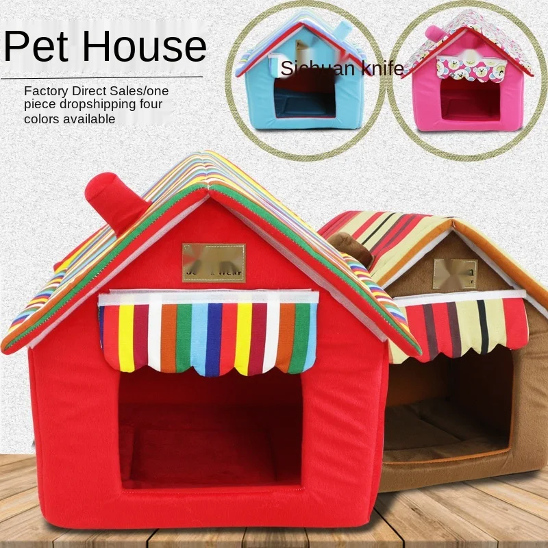 

Removable and Washable House Tent and Nest for Pet, Dog Kennel, Cathouse Folding Mat, All-Season, Warm, Summer