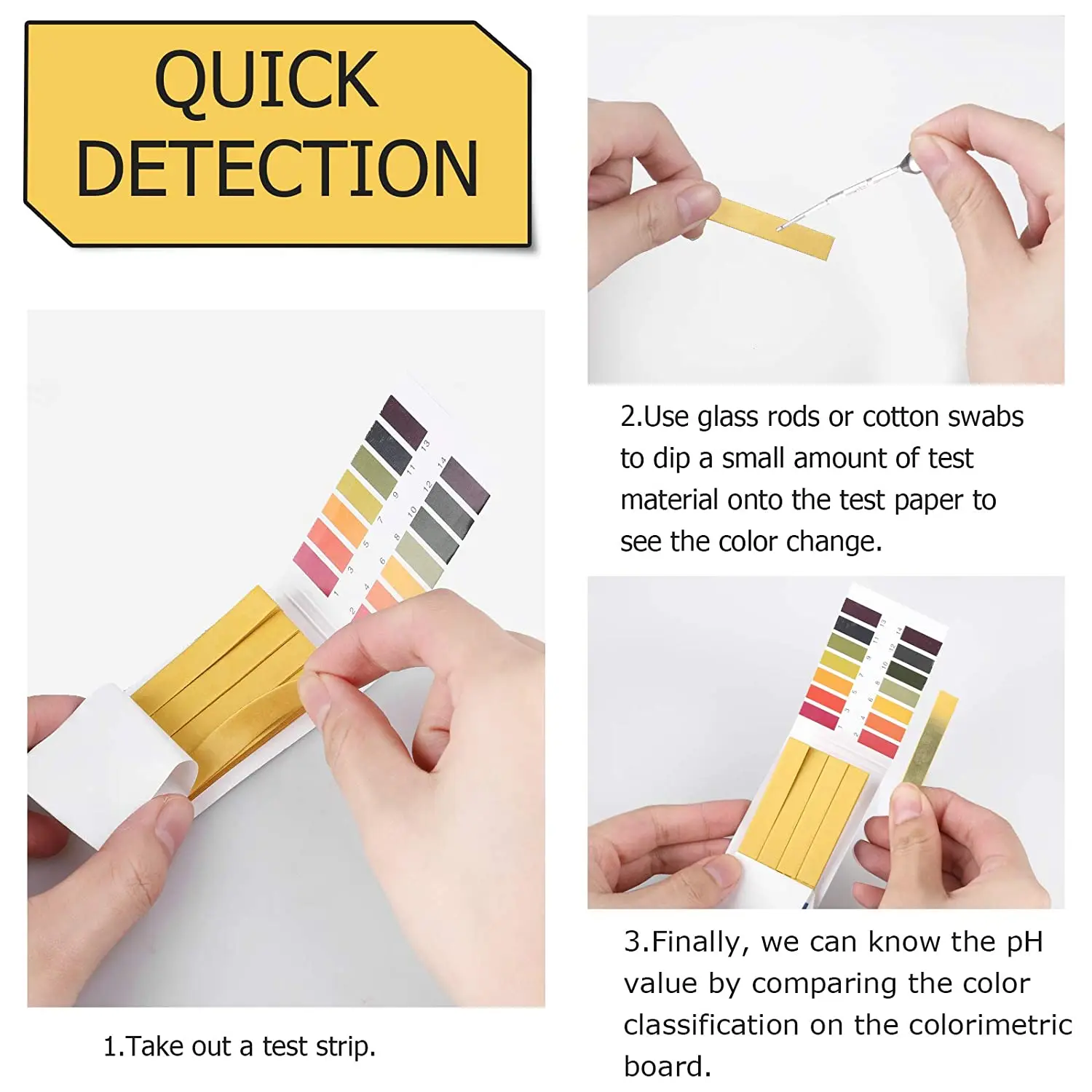 pH Test Strips 80 PCS Universal Litmus Paper (pH 1-14) to Test Water Quality, Soil, Urine & Saliva, Cosmetics, Alkaline & Diabet