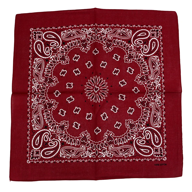 Lenço quadrado de algodão para homens e mulheres, faixa de cabelo bandana, motos paisley, vermelho escuro, marinho, preto, faixa de hip-hop