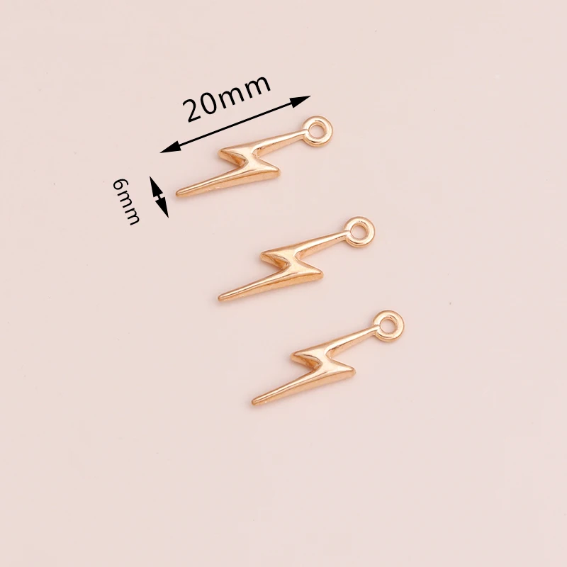 40pcs Small Gold Color Lightning Charms Beads for Pendants Necklaces Handmade Bracelets 20x6mm Jewelry Accessories