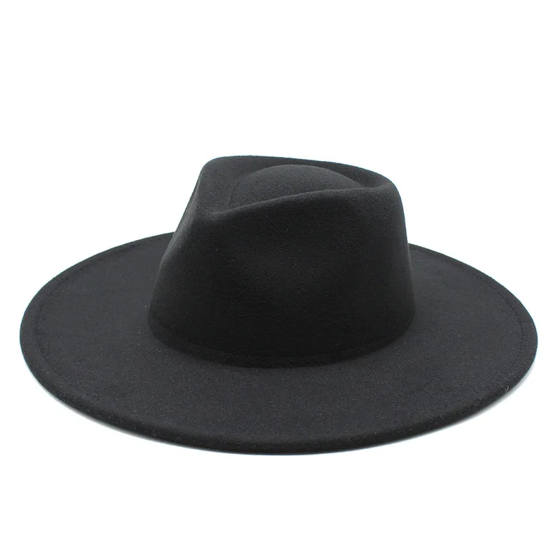 

women winter hats solid multicolor wide brim felted hats women men formal vintage classic simple white black fedora women hats